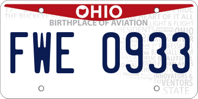 OH license plate FWE0933