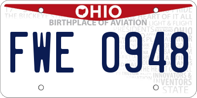 OH license plate FWE0948