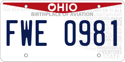 OH license plate FWE0981