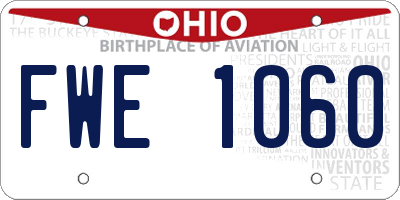OH license plate FWE1060