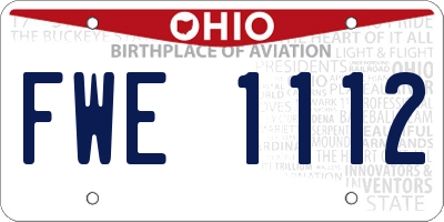 OH license plate FWE1112