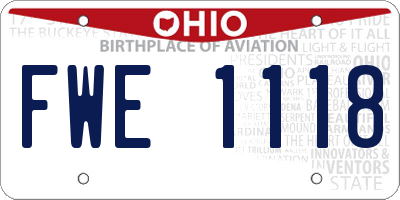 OH license plate FWE1118