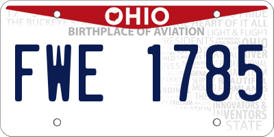 OH license plate FWE1785