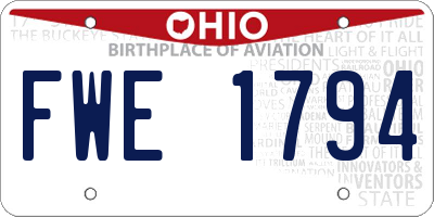 OH license plate FWE1794