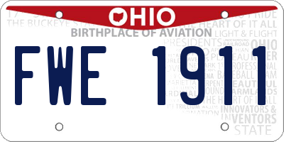 OH license plate FWE1911