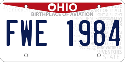 OH license plate FWE1984