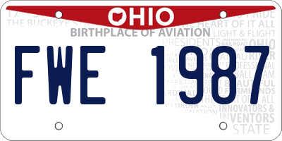 OH license plate FWE1987