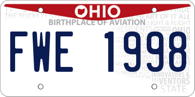 OH license plate FWE1998