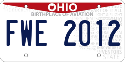 OH license plate FWE2012