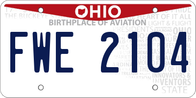 OH license plate FWE2104
