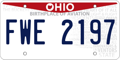 OH license plate FWE2197