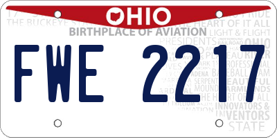 OH license plate FWE2217