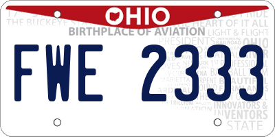 OH license plate FWE2333
