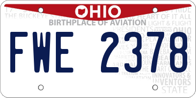OH license plate FWE2378