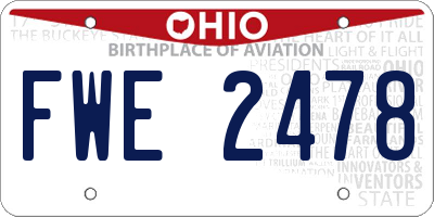 OH license plate FWE2478