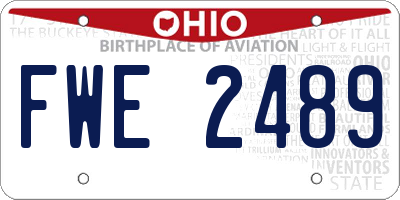 OH license plate FWE2489