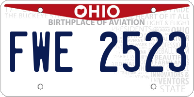 OH license plate FWE2523