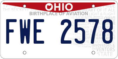 OH license plate FWE2578