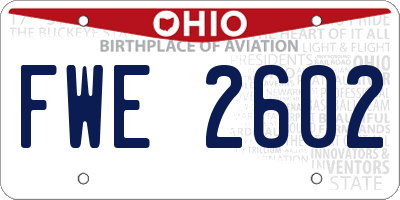 OH license plate FWE2602