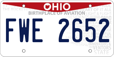 OH license plate FWE2652