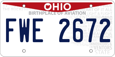 OH license plate FWE2672