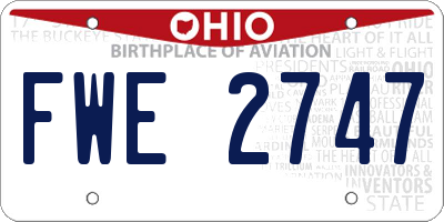 OH license plate FWE2747