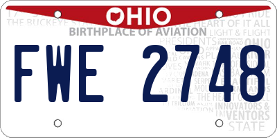 OH license plate FWE2748