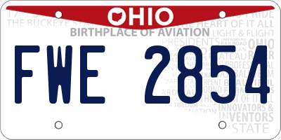 OH license plate FWE2854