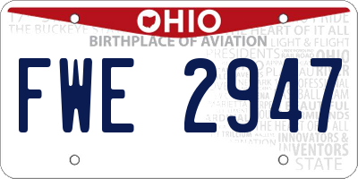 OH license plate FWE2947