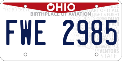 OH license plate FWE2985