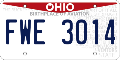 OH license plate FWE3014