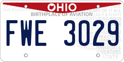 OH license plate FWE3029