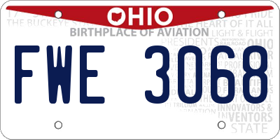 OH license plate FWE3068