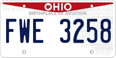 OH license plate FWE3258