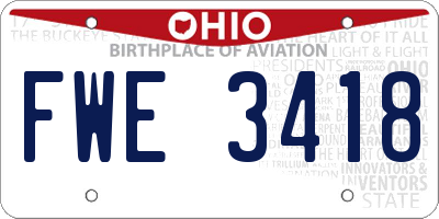 OH license plate FWE3418