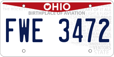 OH license plate FWE3472