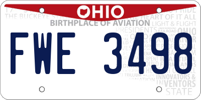 OH license plate FWE3498