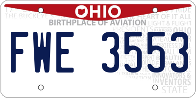OH license plate FWE3553