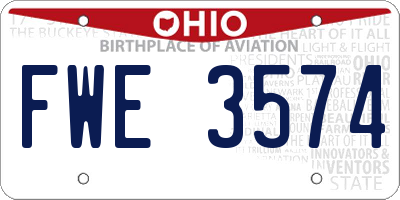 OH license plate FWE3574