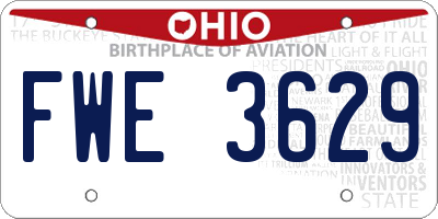 OH license plate FWE3629