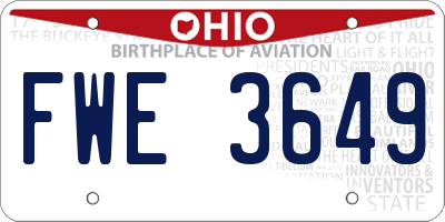 OH license plate FWE3649