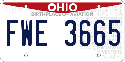 OH license plate FWE3665