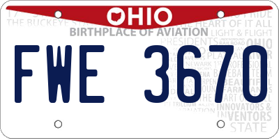 OH license plate FWE3670