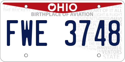 OH license plate FWE3748