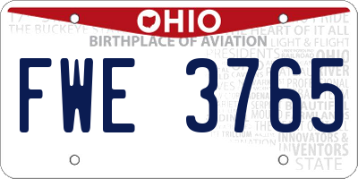 OH license plate FWE3765