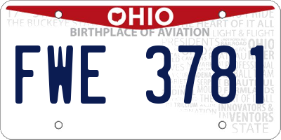 OH license plate FWE3781