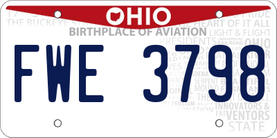 OH license plate FWE3798