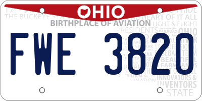 OH license plate FWE3820