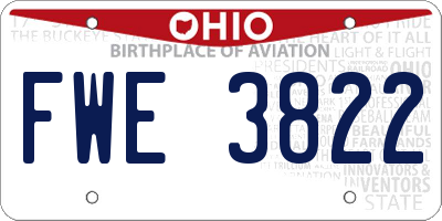 OH license plate FWE3822