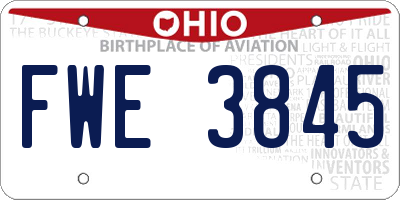 OH license plate FWE3845